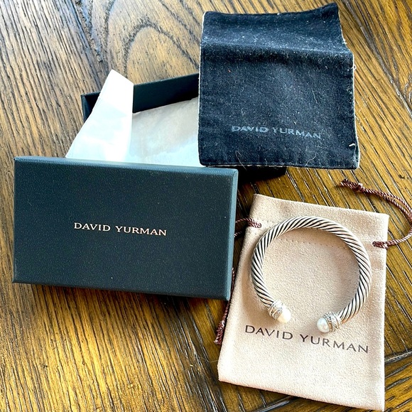 David Yurman Jewelry - David Yurman Pearl and diamond bangle bracelet